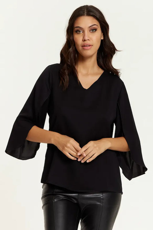 Oversized V Neck Top with Split Sleeves