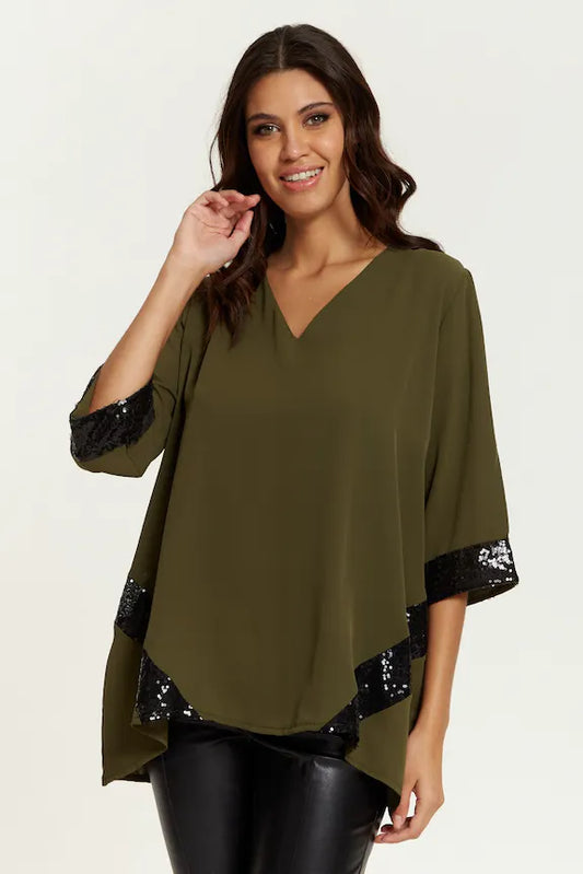 Oversized V Neck Satin Top