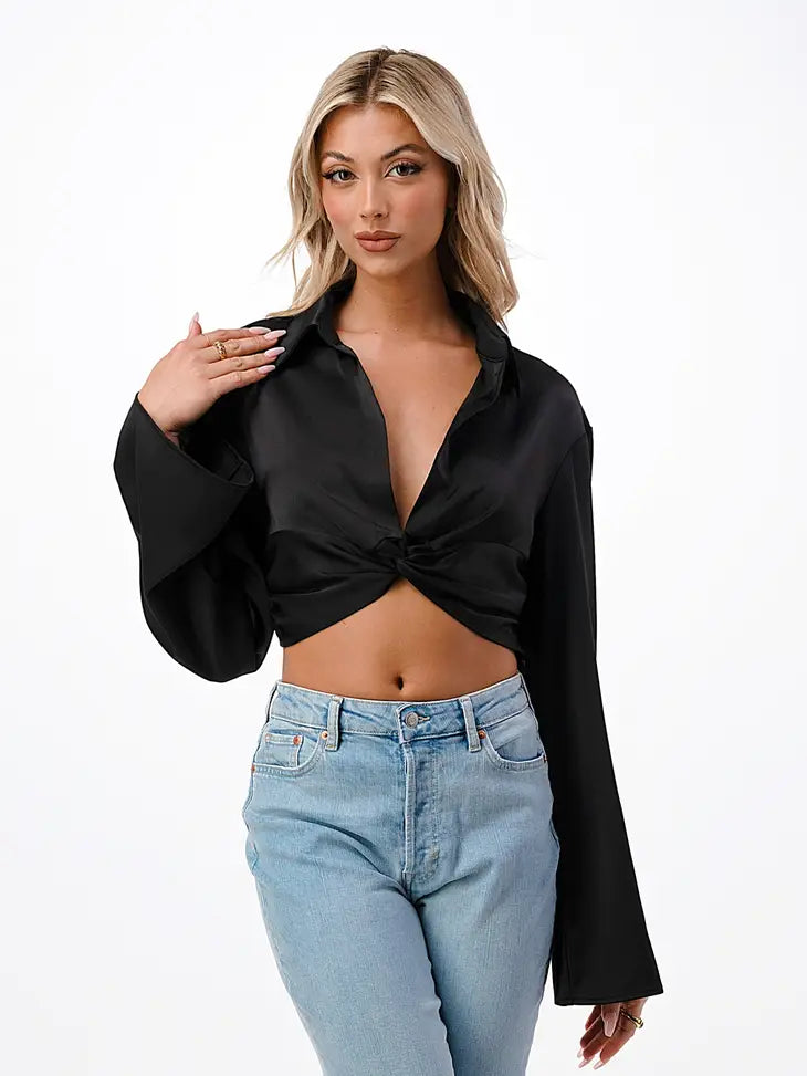 Crop Bluse aus Satin