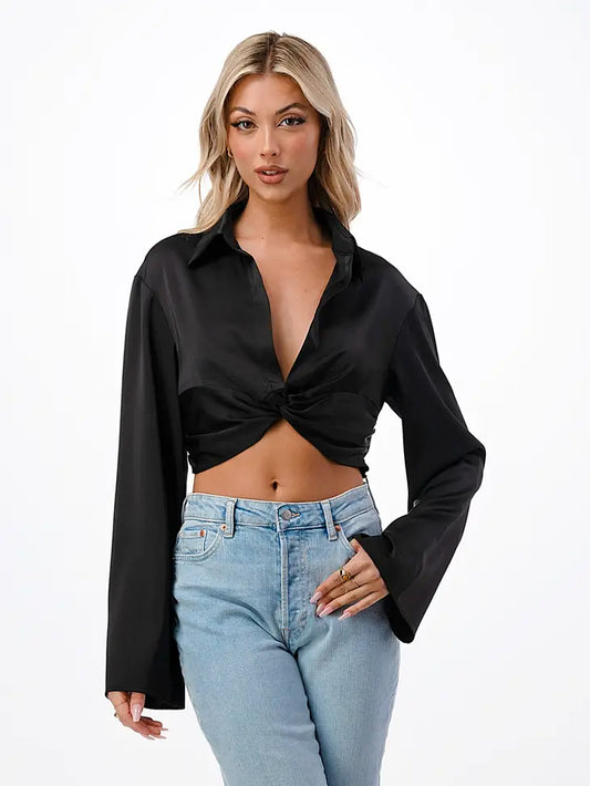 Crop Bluse aus Satin